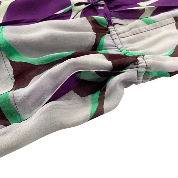 Diane Von Furstenberg Silk Mini Dress Purple Mint Retro Dot Drop Waist Size 8 - Picture 8 of 16